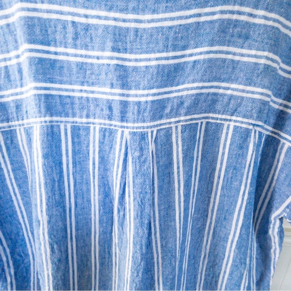 Jachs Girlfriend Blue & White Short Sleeve Button Up Blouse Tie Front Size L - Picture 5 of 9